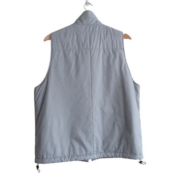 Filson Mens Light Grey Vest Size Large Nylon Primaloft Pockets Waist Drawcord - Picture 2 of 10